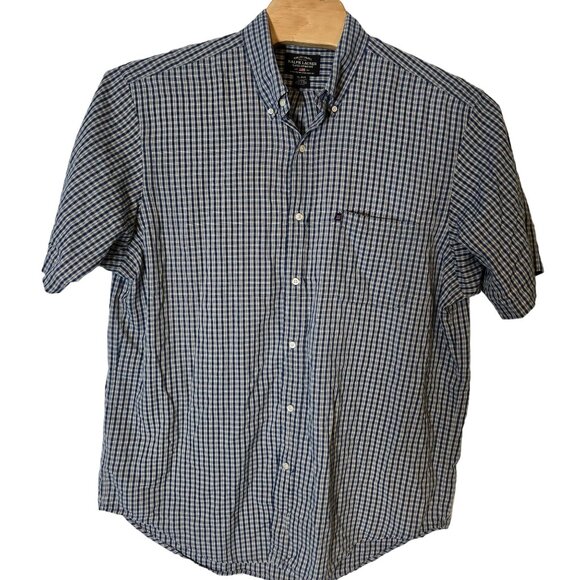 Ralph Lauren Jeans Company Button Down Shirt XL Men's Short Sleeve Blue Cream - Picture 2 of 5